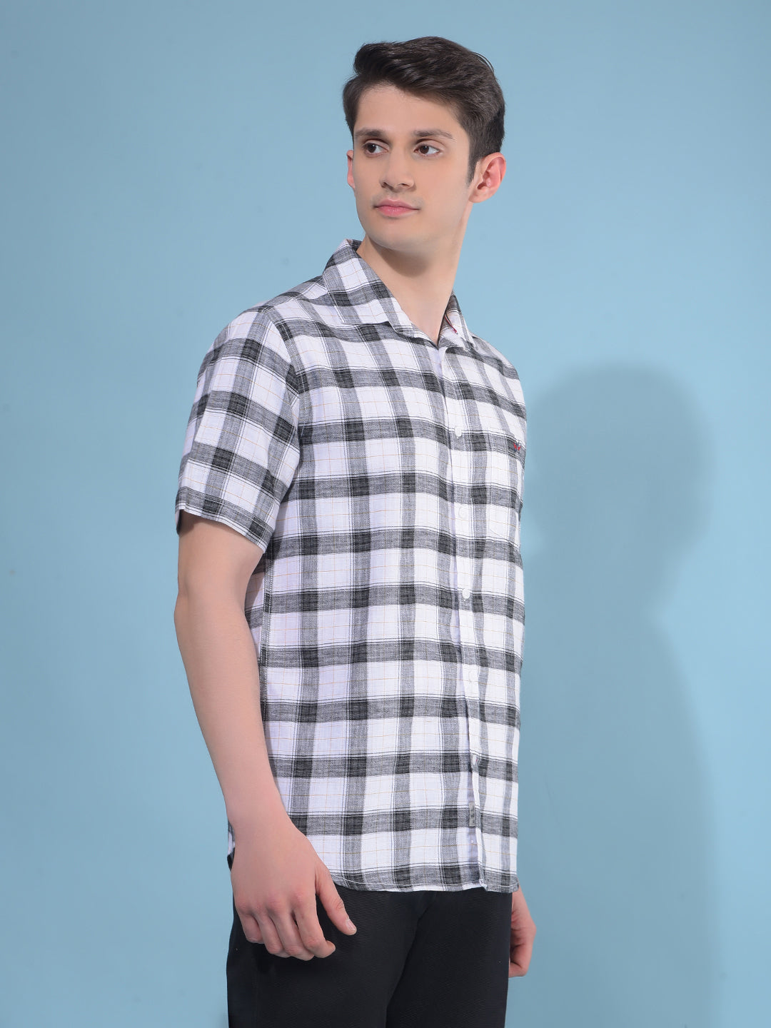 Black Tartan Check Cotton Shirt-Men Shirts-Crimsoune Club