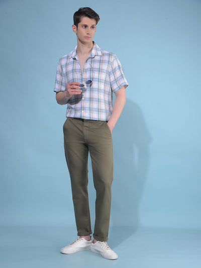 Blue Tartan Check Linen Shirt-Men Shirts-Crimsoune Club