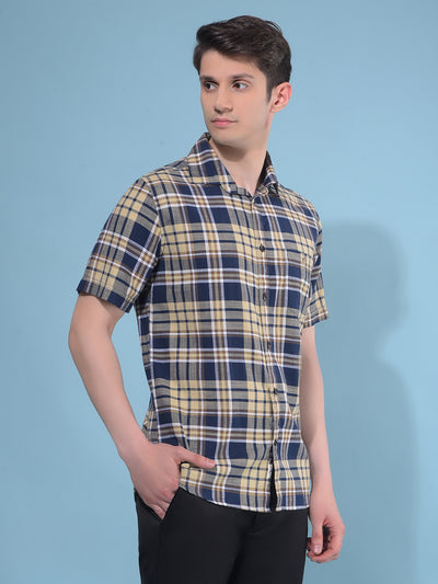 Brown Tartan Check 100% Cotton Shirt-Men Shirts-Crimsoune Club