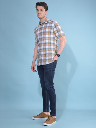 Brown Tartan Check 100% Cotton Shirt-Men Shirts-Crimsoune Club