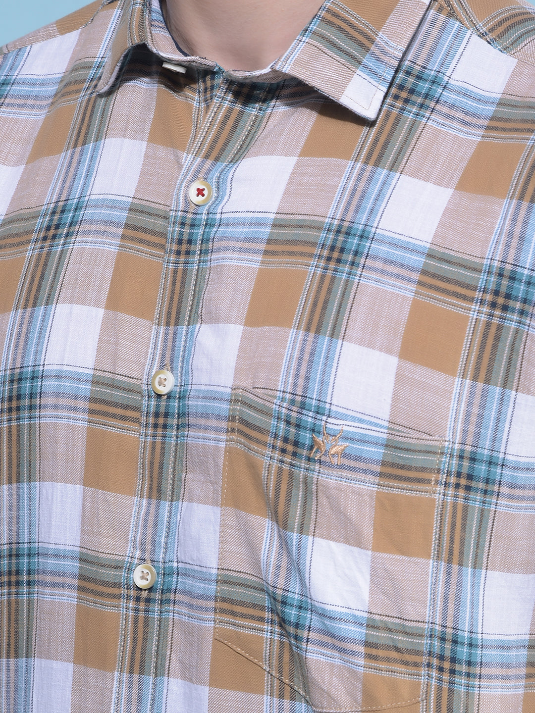 Brown Tartan Check 100% Cotton Shirt-Men Shirts-Crimsoune Club