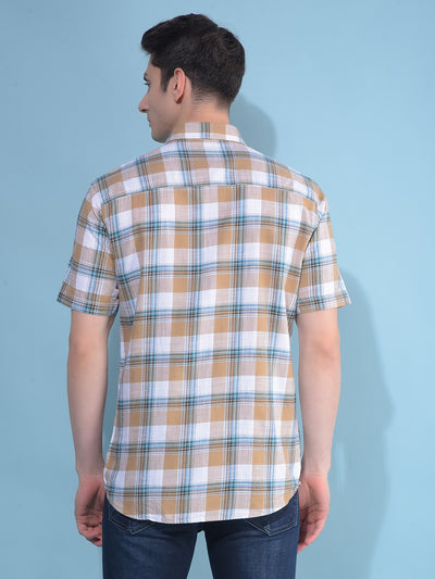 Brown Tartan Check 100% Cotton Shirt-Men Shirts-Crimsoune Club