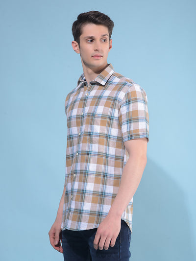 Brown Tartan Check 100% Cotton Shirt-Men Shirts-Crimsoune Club