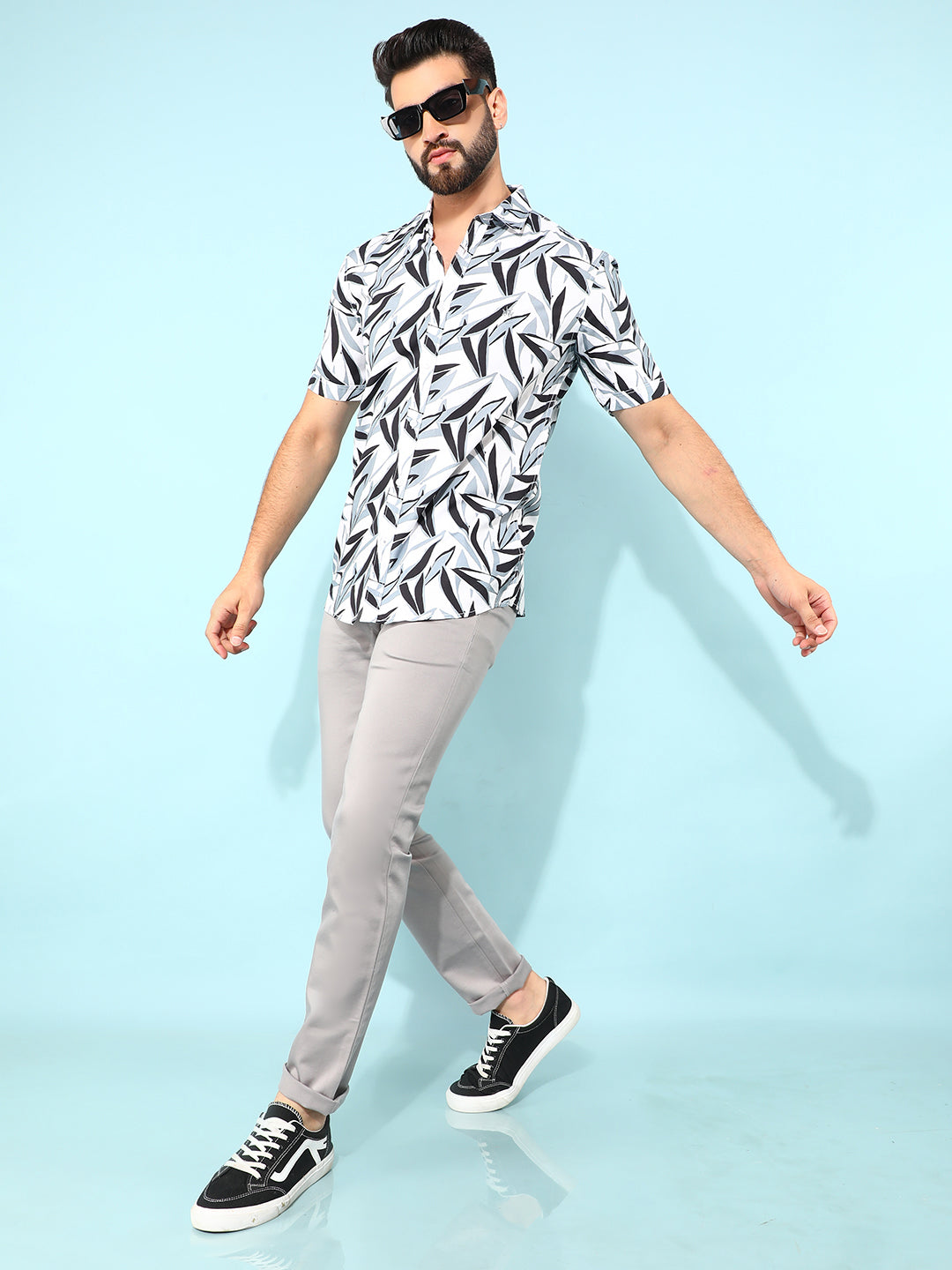 Grey Printed Shirt-Men Shirts-Crimsoune Club