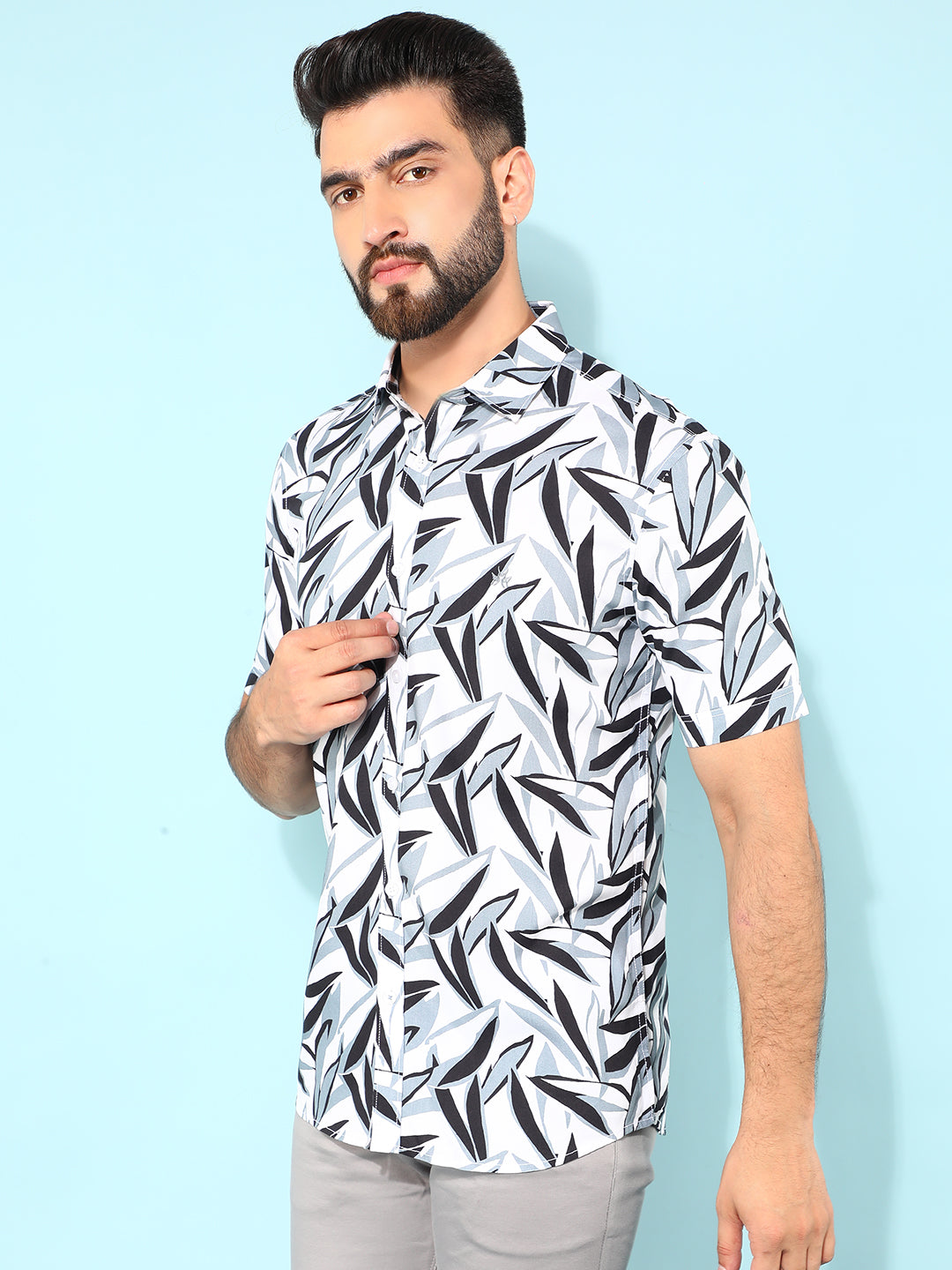 Grey Printed Shirt-Men Shirts-Crimsoune Club