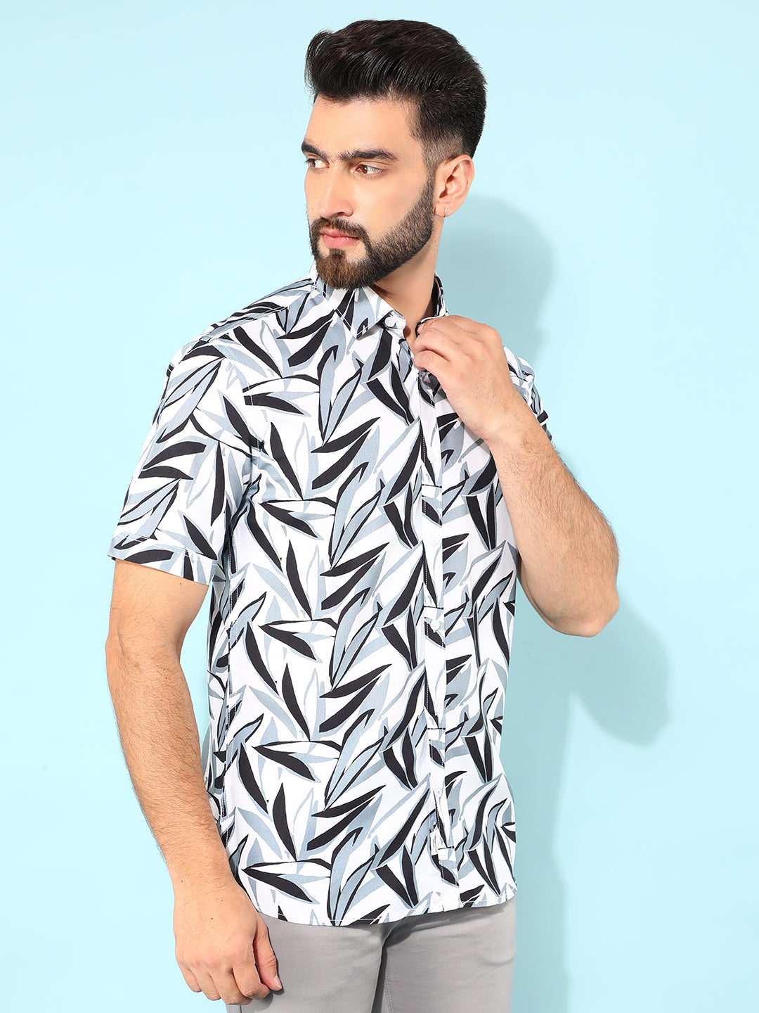 Grey Printed Shirt-Men Shirts-Crimsoune Club