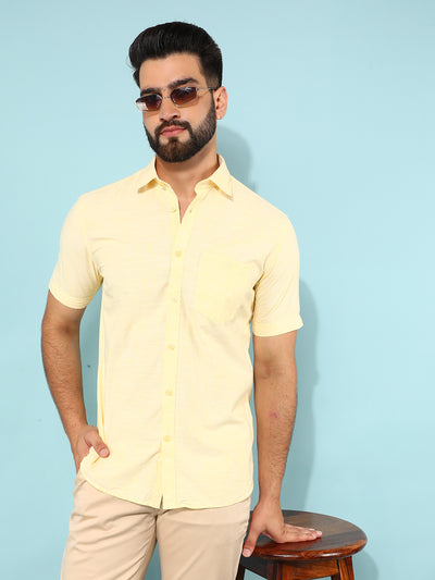 Yellow 100% Cotton Shirt-Men Shirts-Crimsoune Club