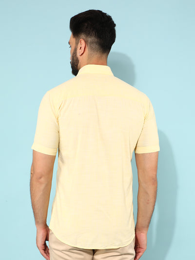 Yellow 100% Cotton Shirt-Men Shirts-Crimsoune Club