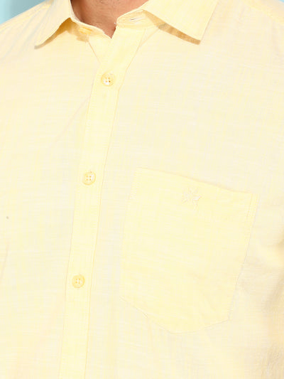 Yellow 100% Cotton Shirt-Men Shirts-Crimsoune Club