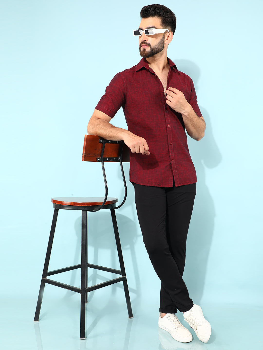 Wine 100% Cotton Shirt-Men Shirts-Crimsoune Club