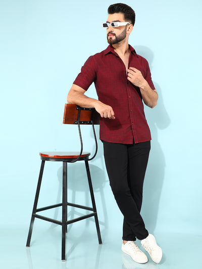 Wine 100% Cotton Shirt-Men Shirts-Crimsoune Club