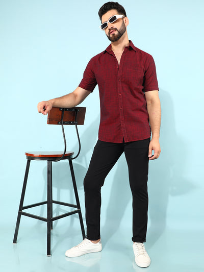 Wine 100% Cotton Shirt-Men Shirts-Crimsoune Club