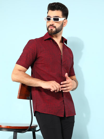 Wine 100% Cotton Shirt-Men Shirts-Crimsoune Club