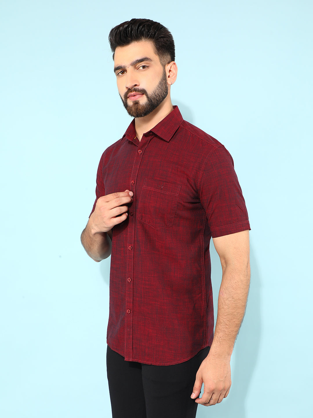 Wine 100% Cotton Shirt-Men Shirts-Crimsoune Club