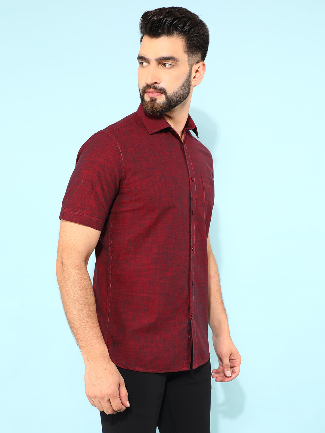 Wine 100% Cotton Shirt-Men Shirts-Crimsoune Club