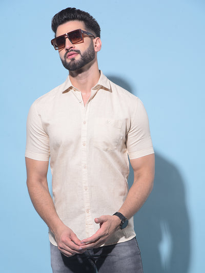 Beige Linen Shirt-Men Shirts-Crimsoune Club