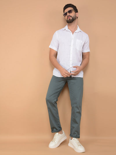 White Printed Linen Shirt-Men Shirts-Crimsoune Club