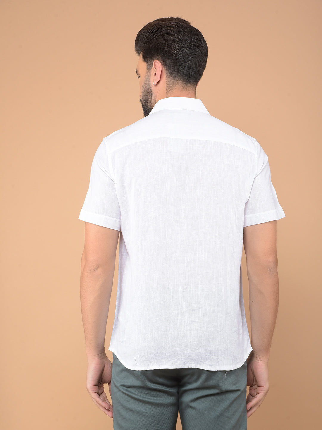 White Printed Linen Shirt-Men Shirts-Crimsoune Club