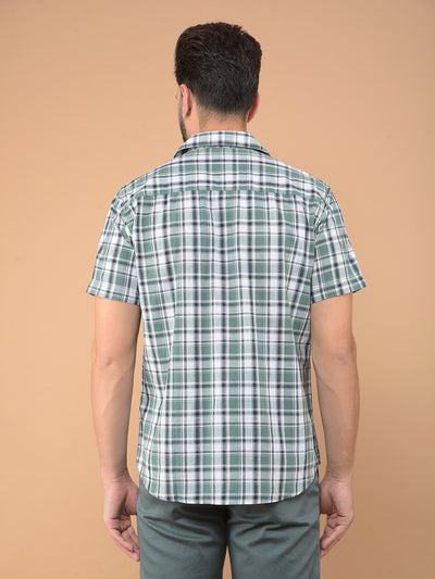 Green Checked 100% Cotton Shirt-Men Shirts-Crimsoune Club