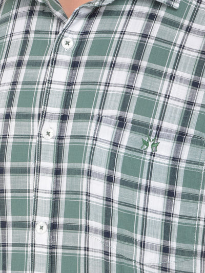 Green Checked 100% Cotton Shirt-Men Shirts-Crimsoune Club