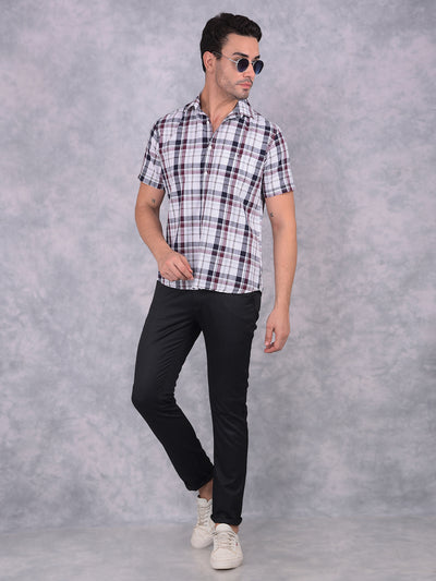 Wine Checked 100% Cotton Shirt-Men Shirts-Crimsoune Club