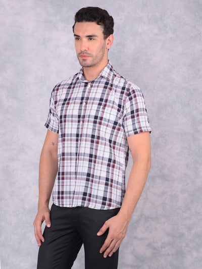 Wine Checked 100% Cotton Shirt-Men Shirts-Crimsoune Club