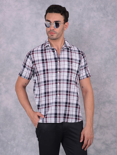 Wine Checked 100% Cotton Shirt-Men Shirts-Crimsoune Club