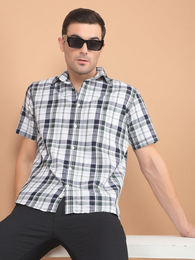 Blue Checked 100% Cotton Shirt-Men Shirts-Crimsoune Club