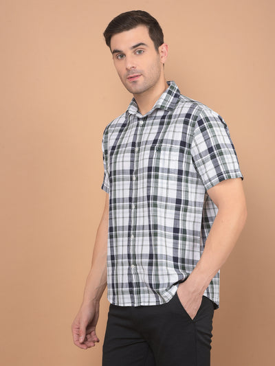 Blue Checked 100% Cotton Shirt-Men Shirts-Crimsoune Club