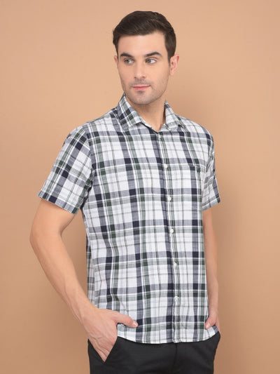 Blue Checked 100% Cotton Shirt-Men Shirts-Crimsoune Club