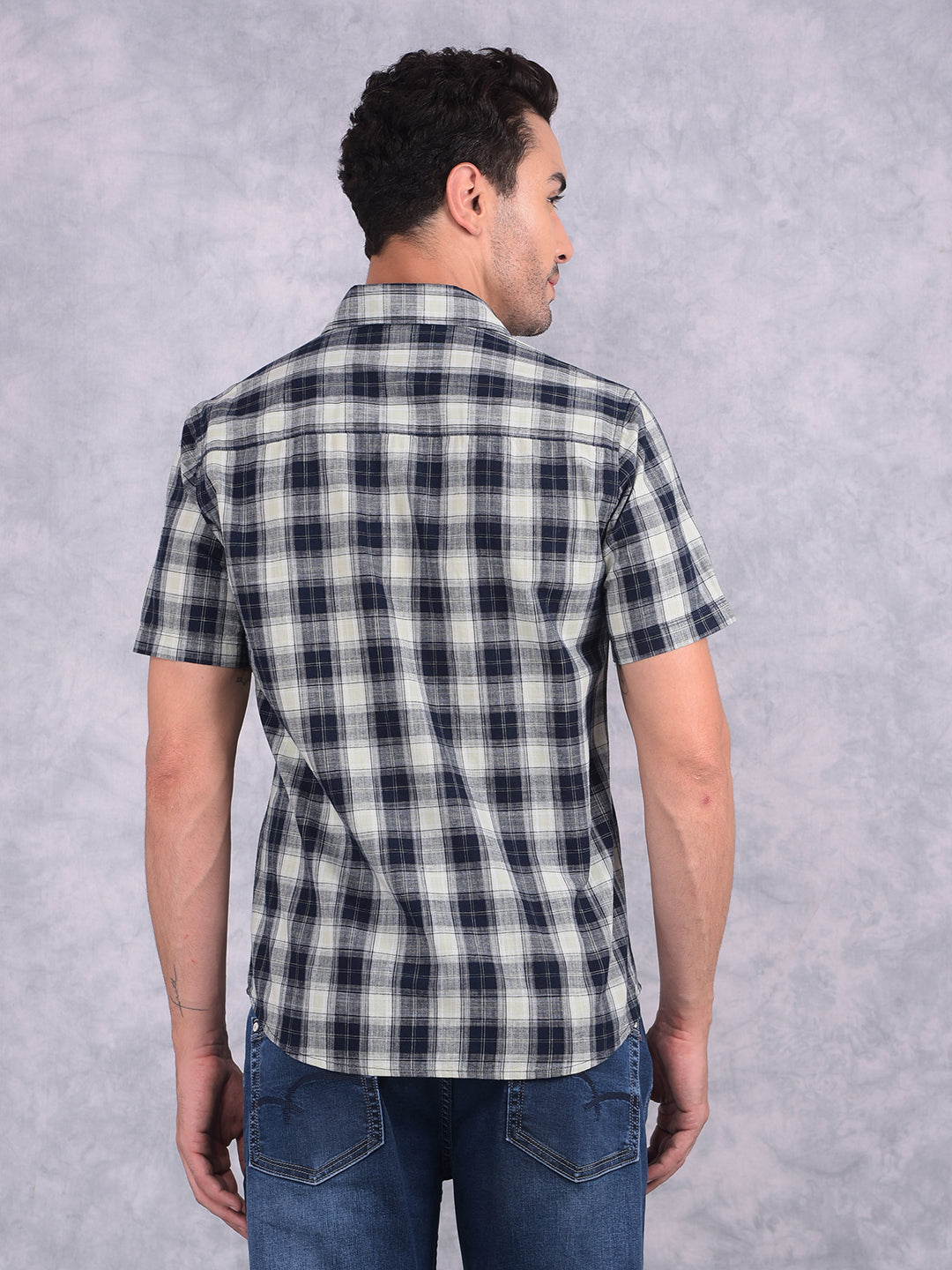 Green Checked 100% Cotton Shirt-Men Shirts-Crimsoune Club