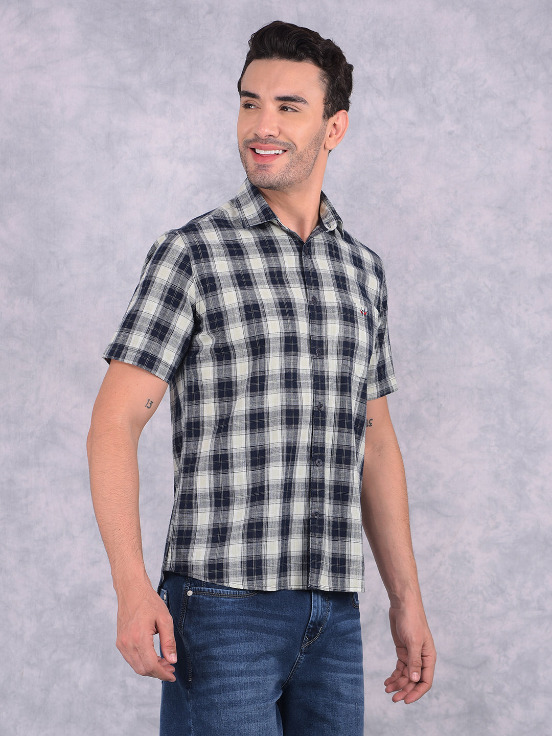 Green Checked 100% Cotton Shirt-Men Shirts-Crimsoune Club