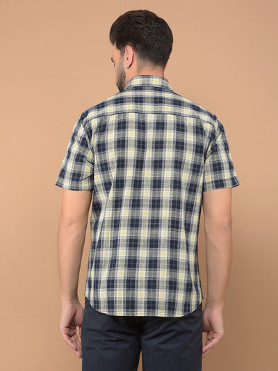 Beige Checked 100% Cotton Shirt-Men Shirts-Crimsoune Club