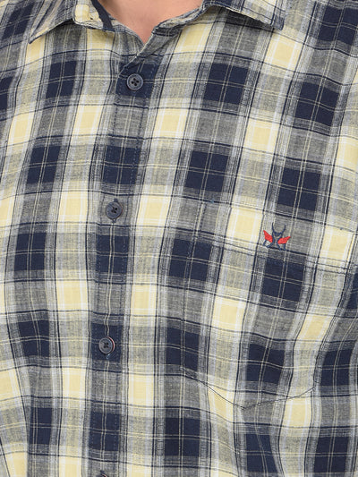 Beige Checked 100% Cotton Shirt-Men Shirts-Crimsoune Club