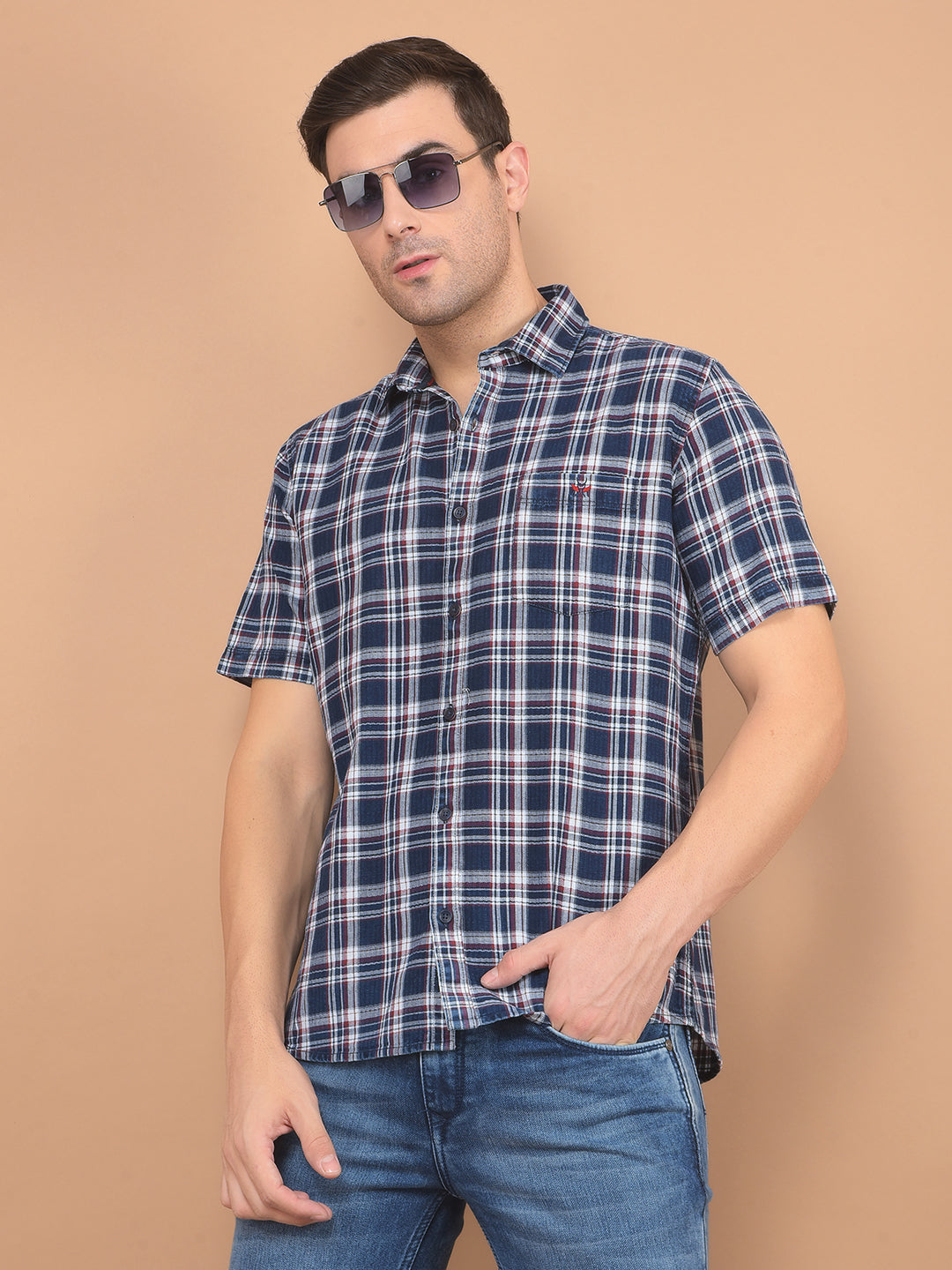 Maroon Checked 100% Cotton Shirt-Men Shirts-Crimsoune Club