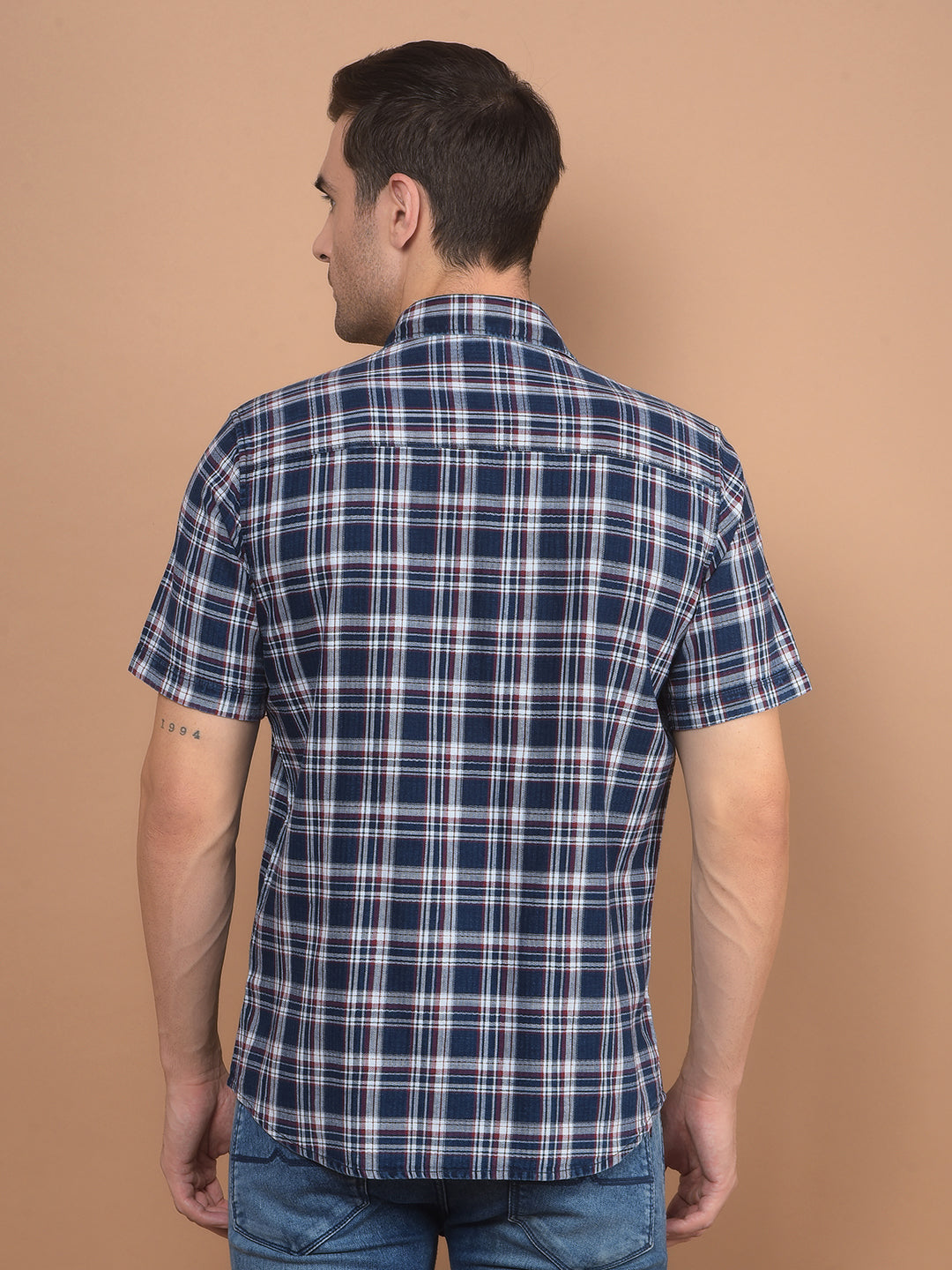 Maroon Checked 100% Cotton Shirt-Men Shirts-Crimsoune Club