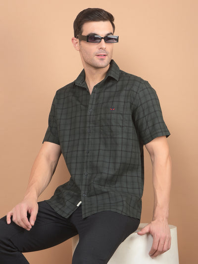 Green Checked 100% Cotton Shirt-Men Shirts-Crimsoune Club