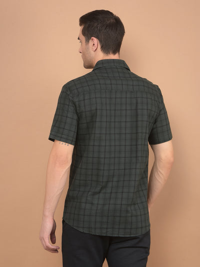 Green Checked 100% Cotton Shirt-Men Shirts-Crimsoune Club