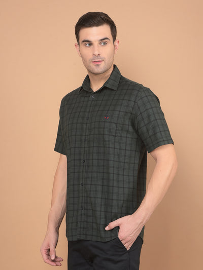 Green Checked 100% Cotton Shirt-Men Shirts-Crimsoune Club