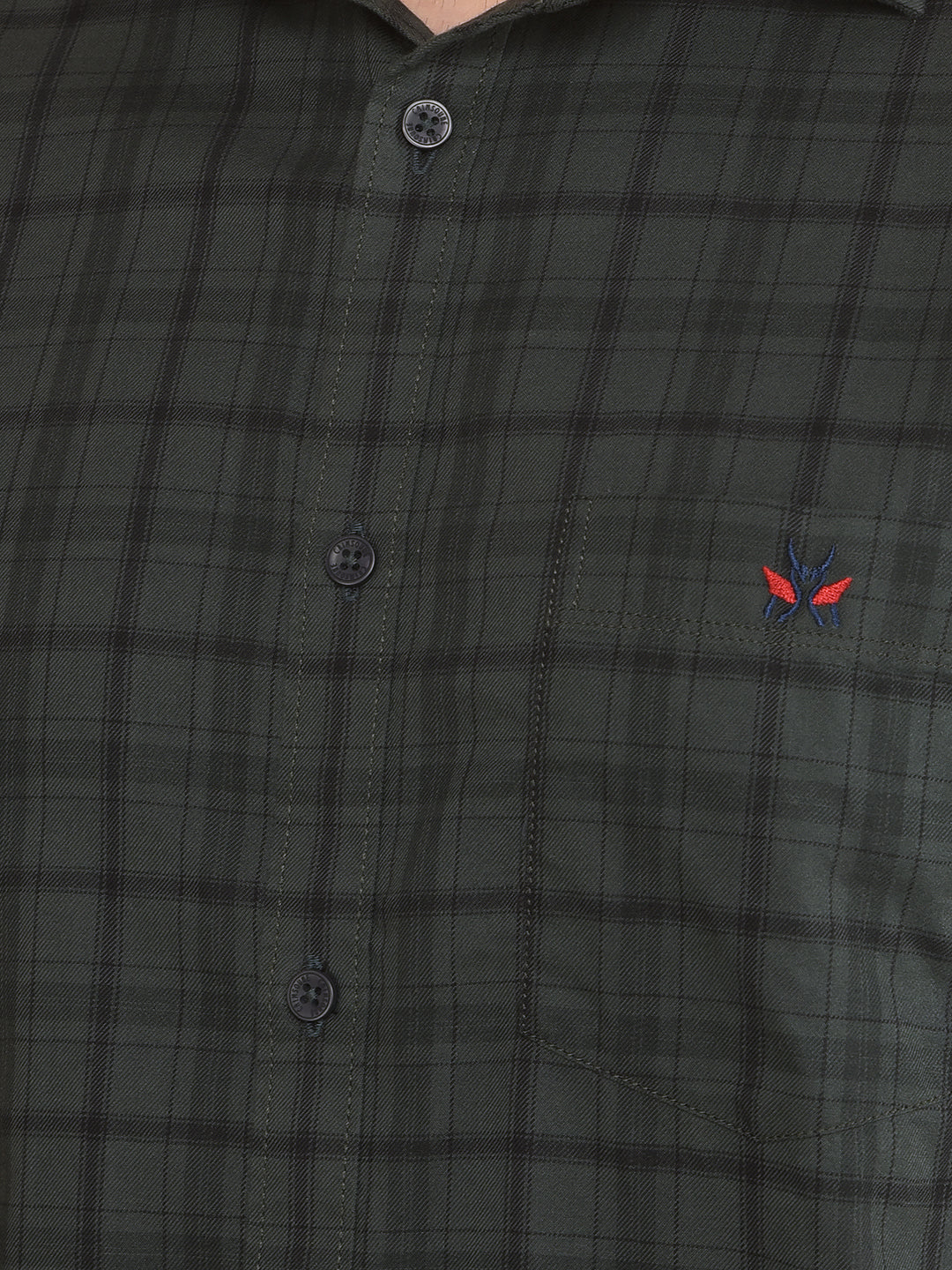 Green Checked 100% Cotton Shirt-Men Shirts-Crimsoune Club