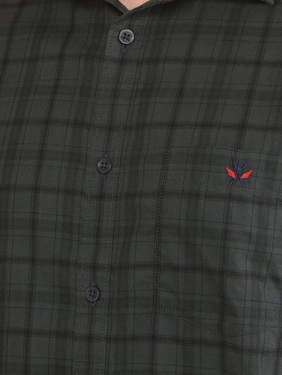 Green Checked 100% Cotton Shirt-Men Shirts-Crimsoune Club