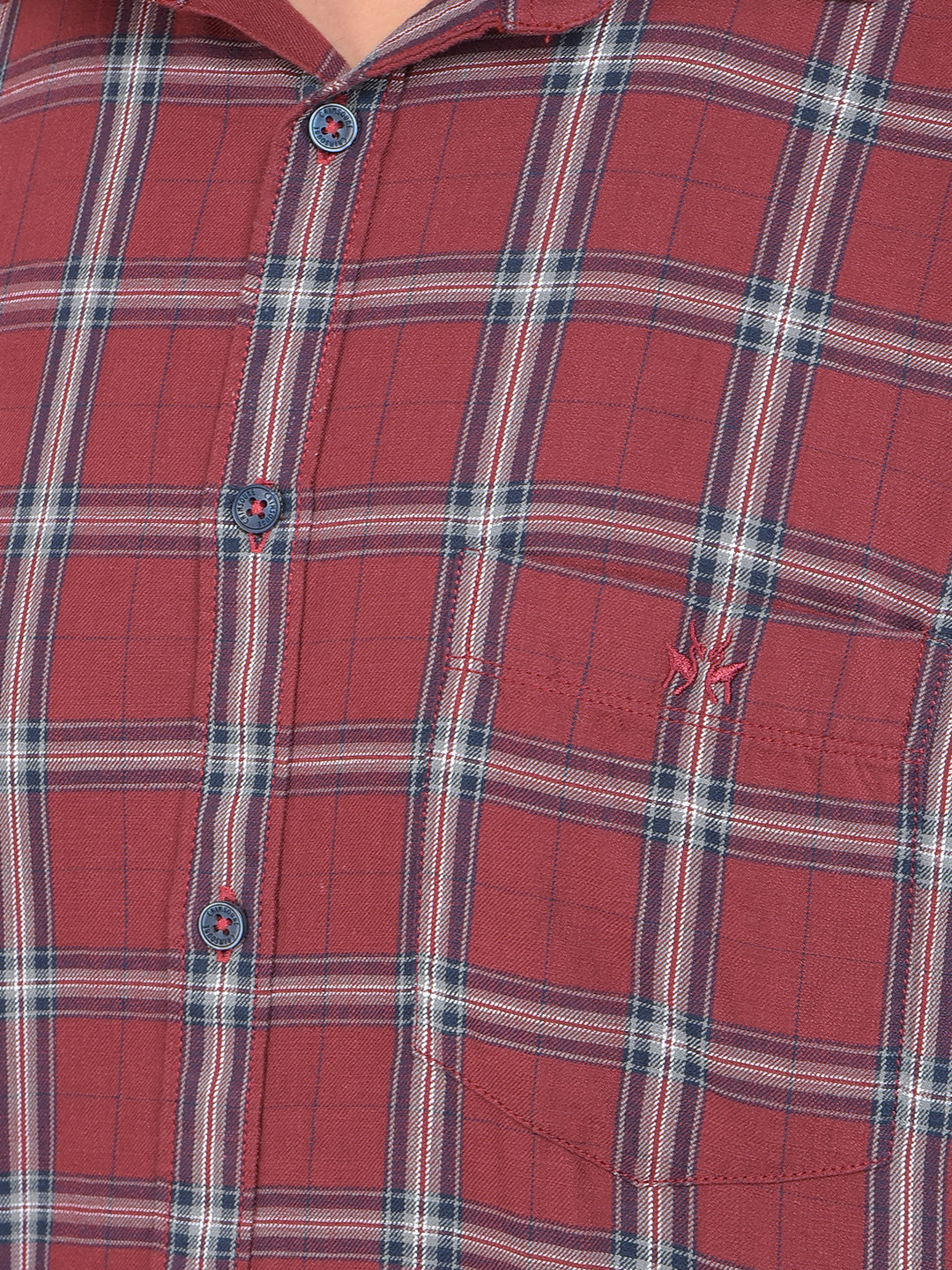 Maroon Checked 100% Cotton Shirt-Men Shirts-Crimsoune Club