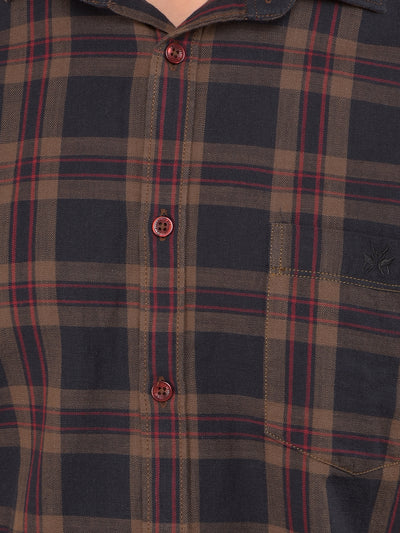 Black Checked 100% Cotton Shirt-Men Shirts-Crimsoune Club