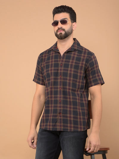 Black Checked 100% Cotton Shirt-Men Shirts-Crimsoune Club