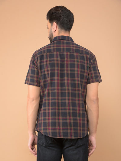 Black Checked 100% Cotton Shirt-Men Shirts-Crimsoune Club