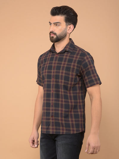 Black Checked 100% Cotton Shirt-Men Shirts-Crimsoune Club