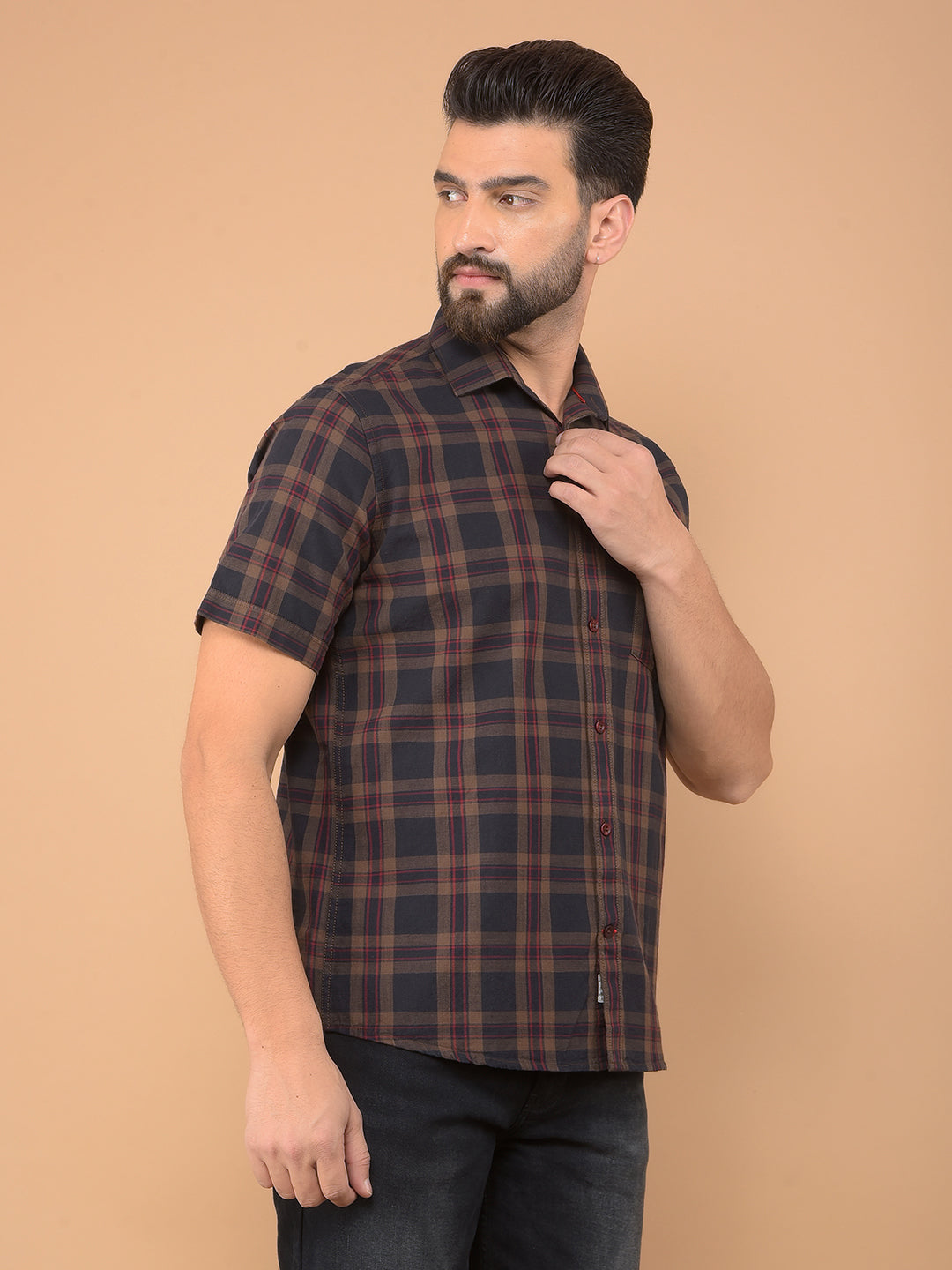 Black Checked 100% Cotton Shirt-Men Shirts-Crimsoune Club