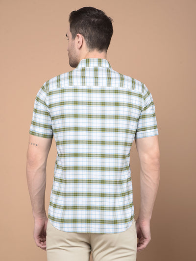 Olive Checked 100% Cotton Shirt