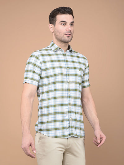 Olive Checked 100% Cotton Shirt