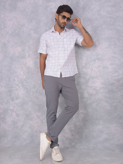 White Checked 100% Cotton Shirt-Men Shirts-Crimsoune Club